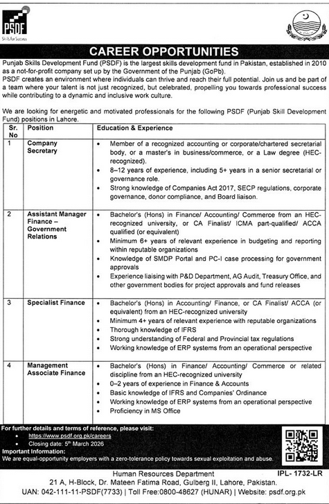 PSDF Jobs for Graduates advertisements